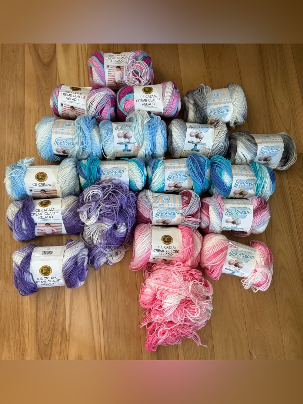 Lion Brand Ice Cream Yarn Lot 18 Skeins + Extras Self Striping Baby DK - Picture 2 of 4